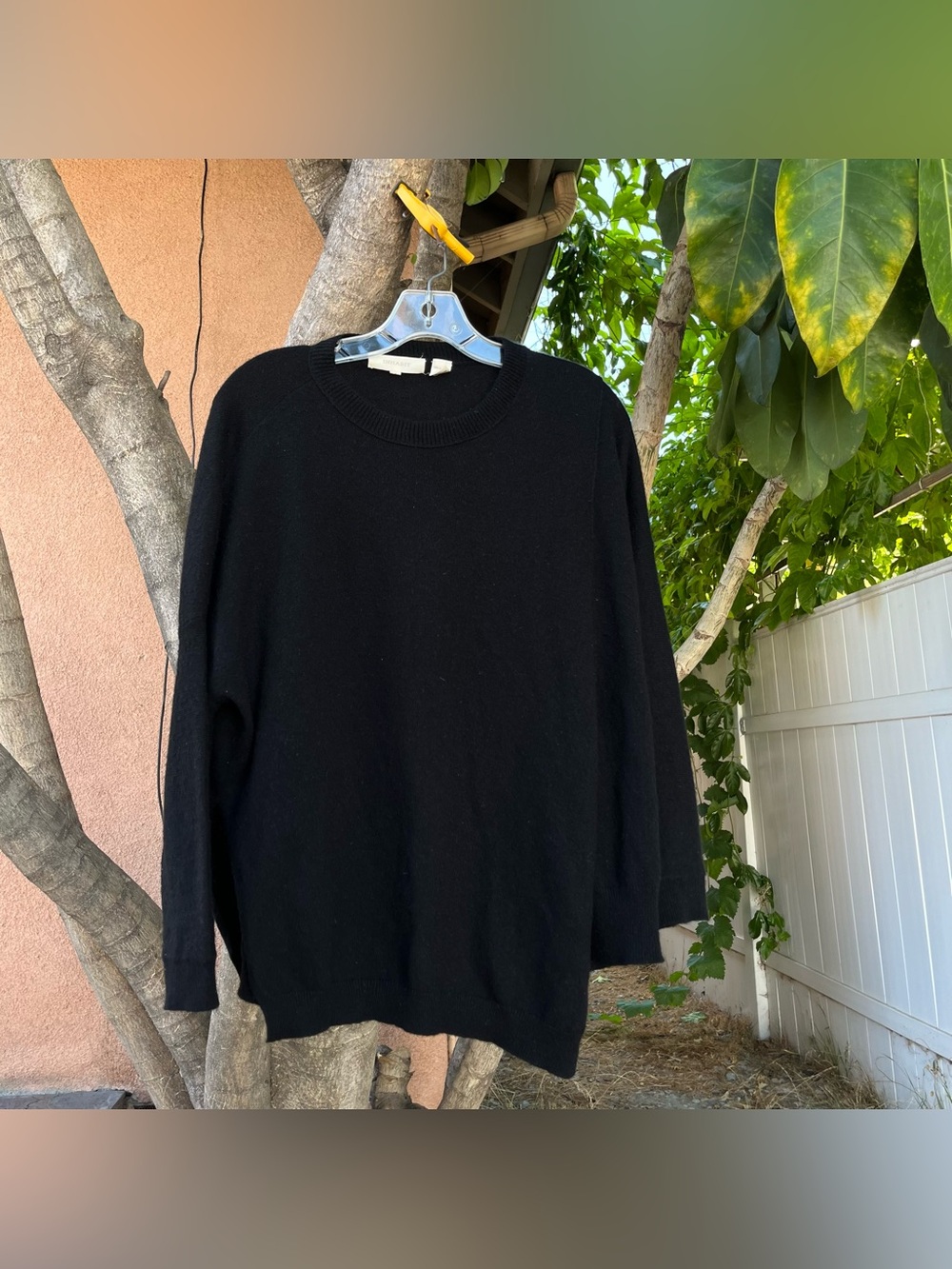 Inhabit 100% Cashmere Black Oversized Crewneck Sweater with Slits on the Side.